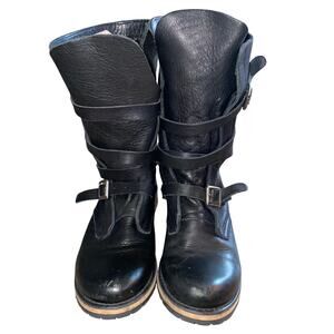 Steve Madden Bandit Black Leather Buckle Moto Boots 8.5 Women’s